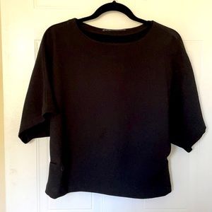 ZARA cropped kimono sleeve top crepe black size L